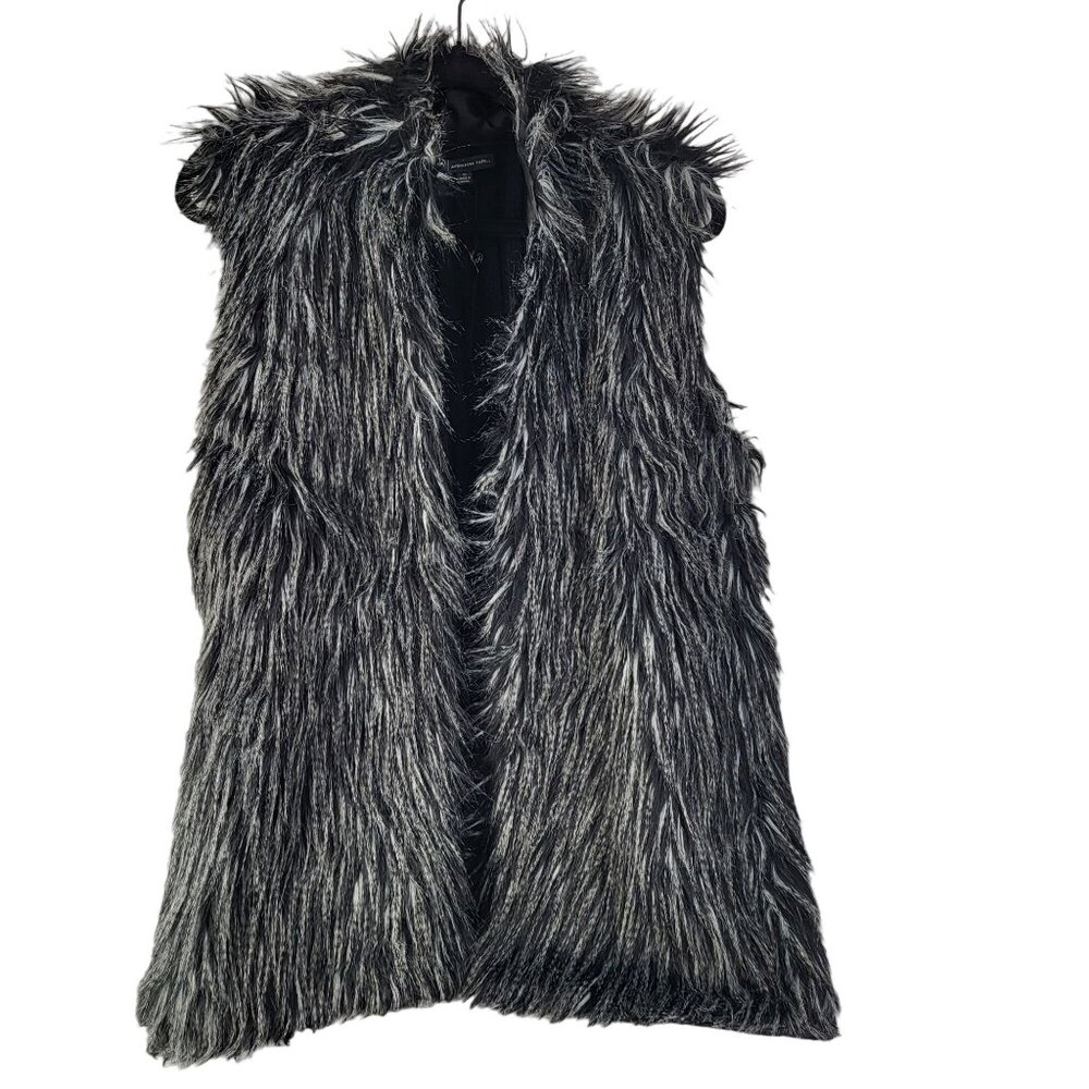 Womens Adrianna Papell Faux Fur Vest Black & Gray Size 1X  NWT